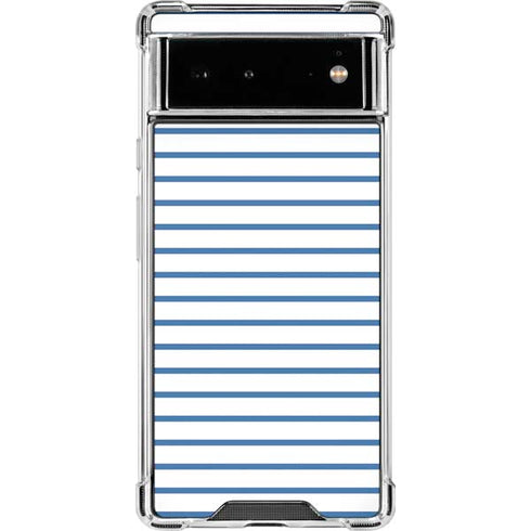 Blue and White Stripes Google Pixel 6 Clear Case